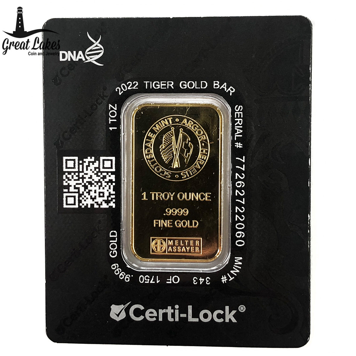 Scottsdale Mint 2022 Year of the Tiger 1 oz Gold Bar (Secondary Market)