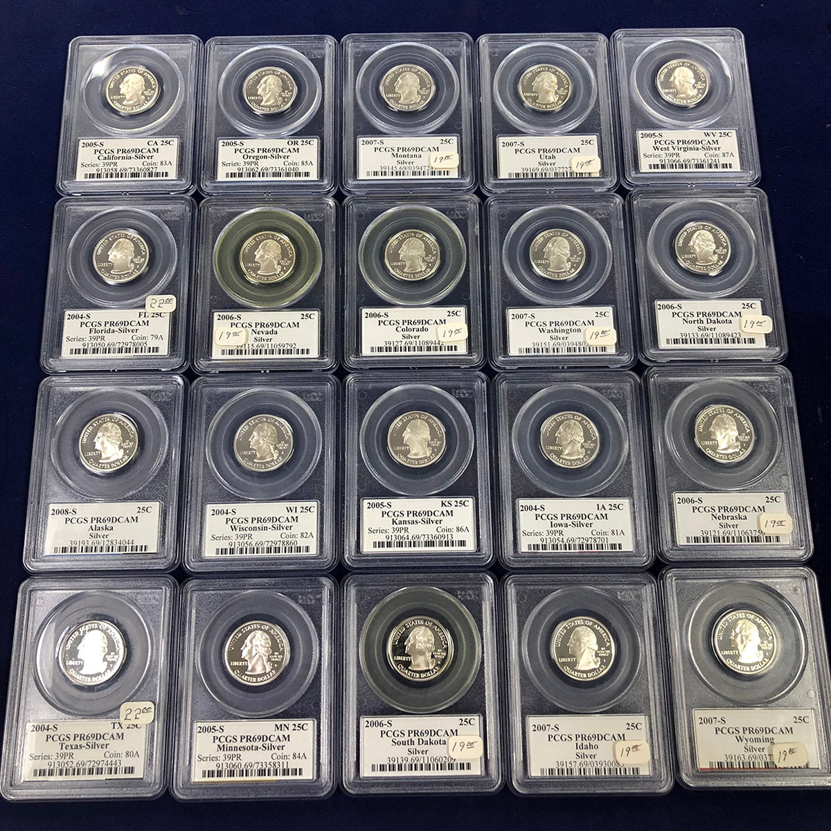 Lot of 20 Silver State Quarters (PCGS PR69 DCAM)