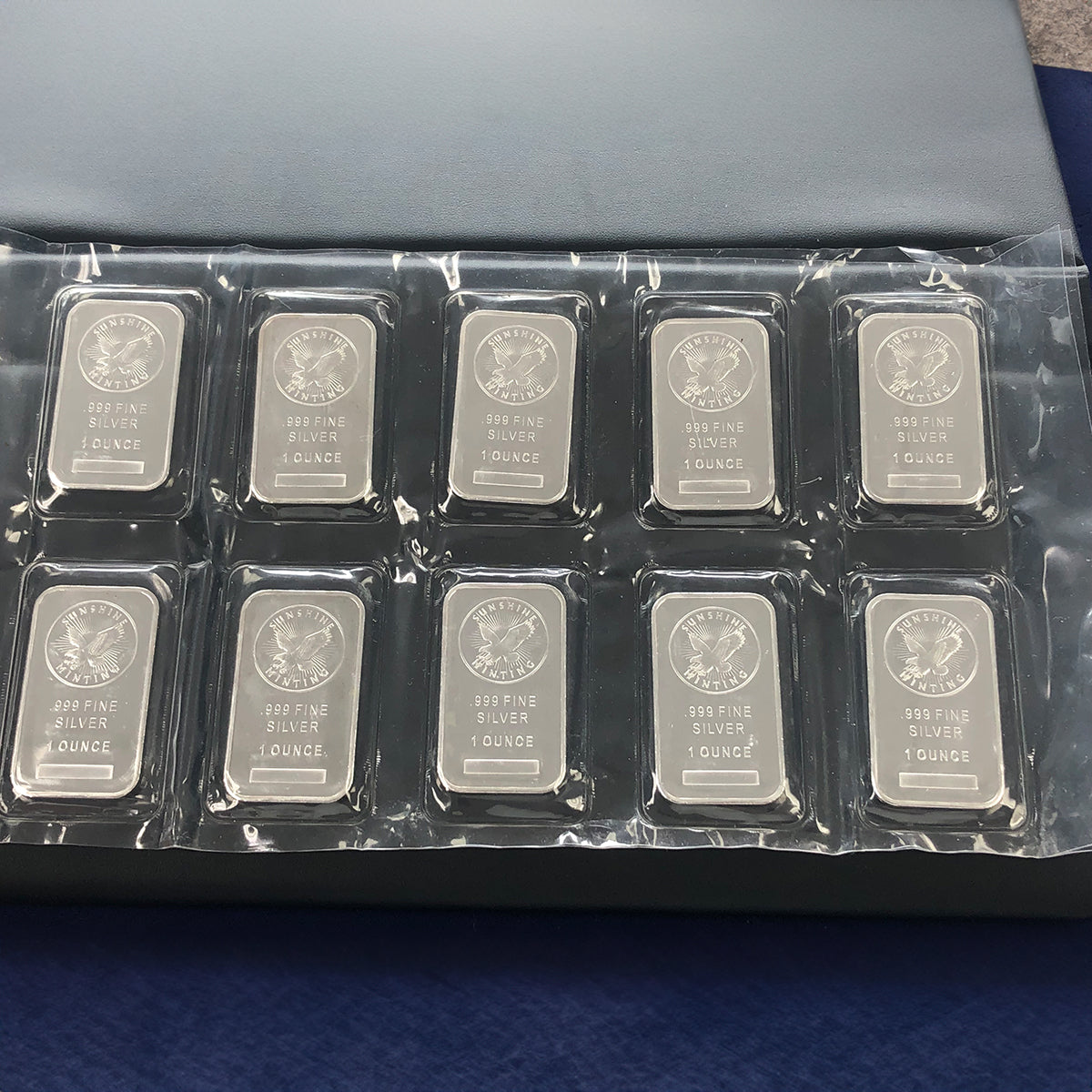 Lot of 10 Sunshine Mint 1 oz Silver Bars (Secondary Market)