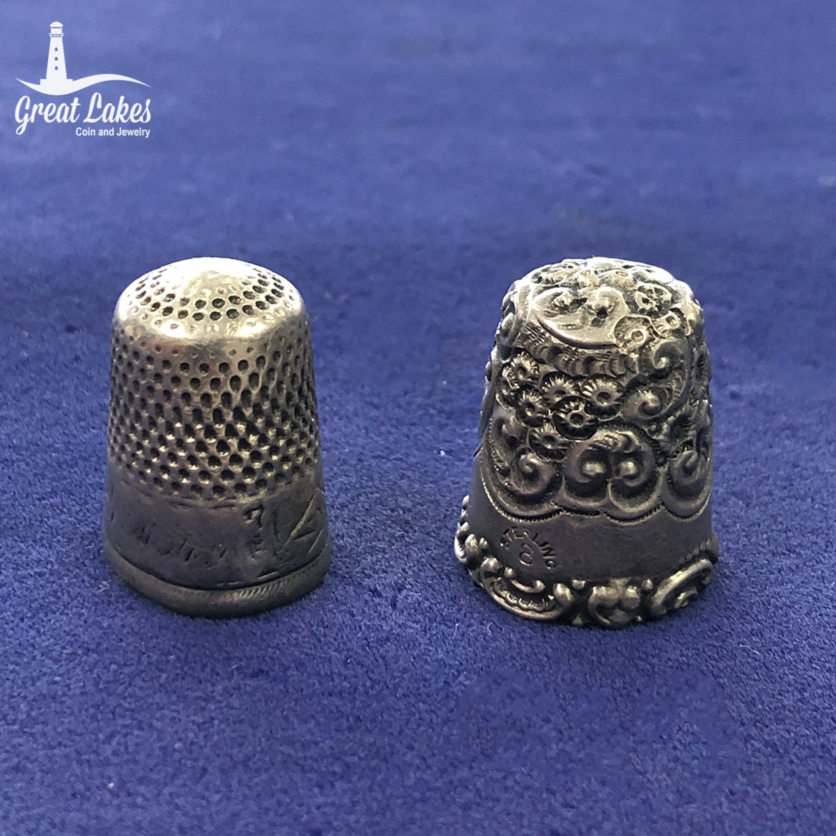 Lot of 2 Sterling Silver Thimbles