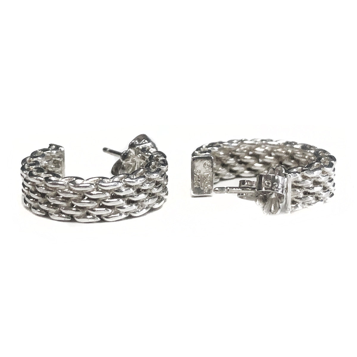 Tiffany Somerset Weave Mesh Hoop Earrings (With Box)