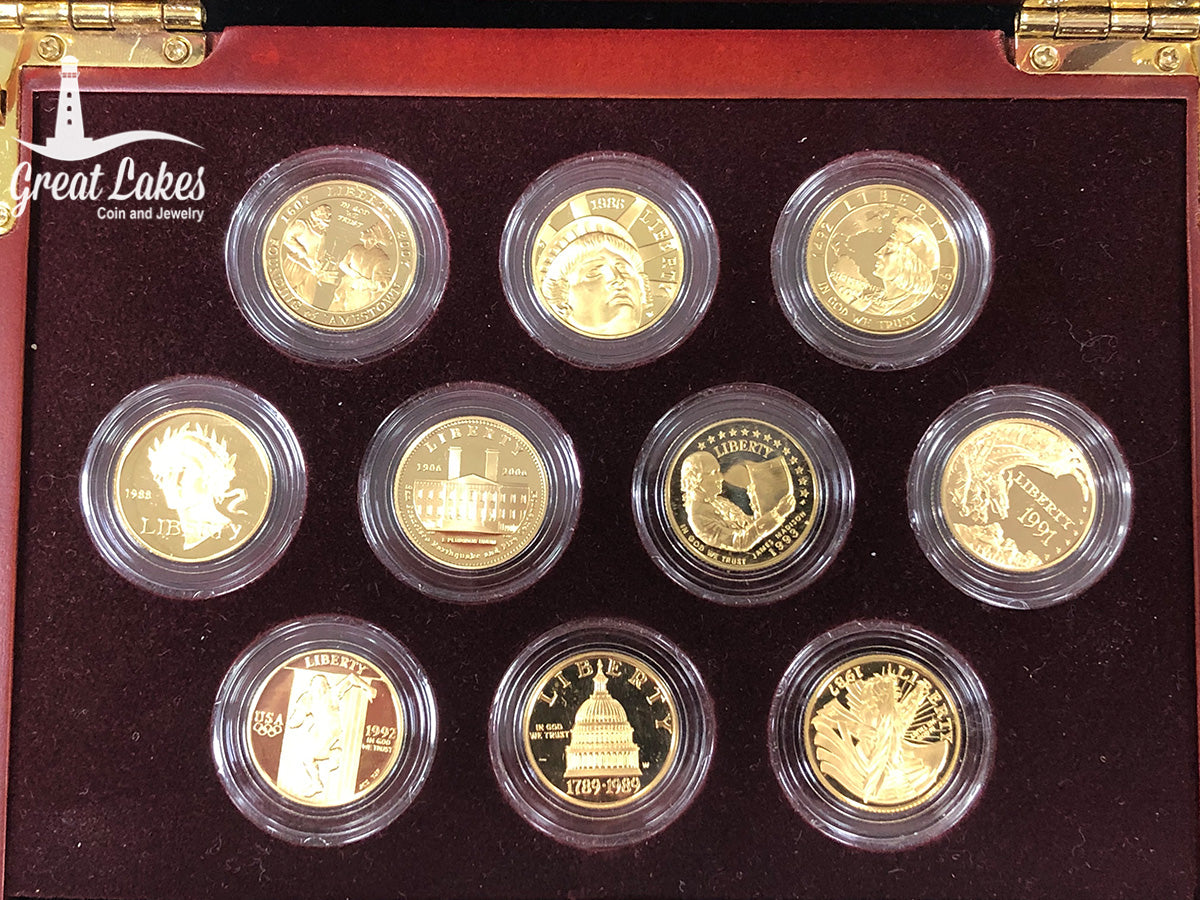 Ten Piece $5 Proof Gold Collection (With Box & CoAs)