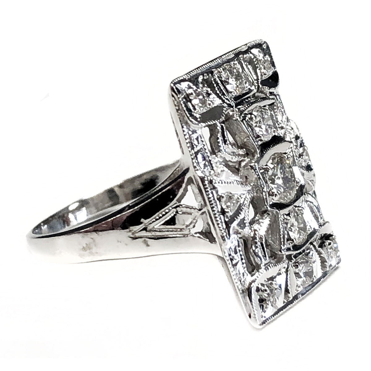 Vintage 14k White Gold &amp; Diamond Ring