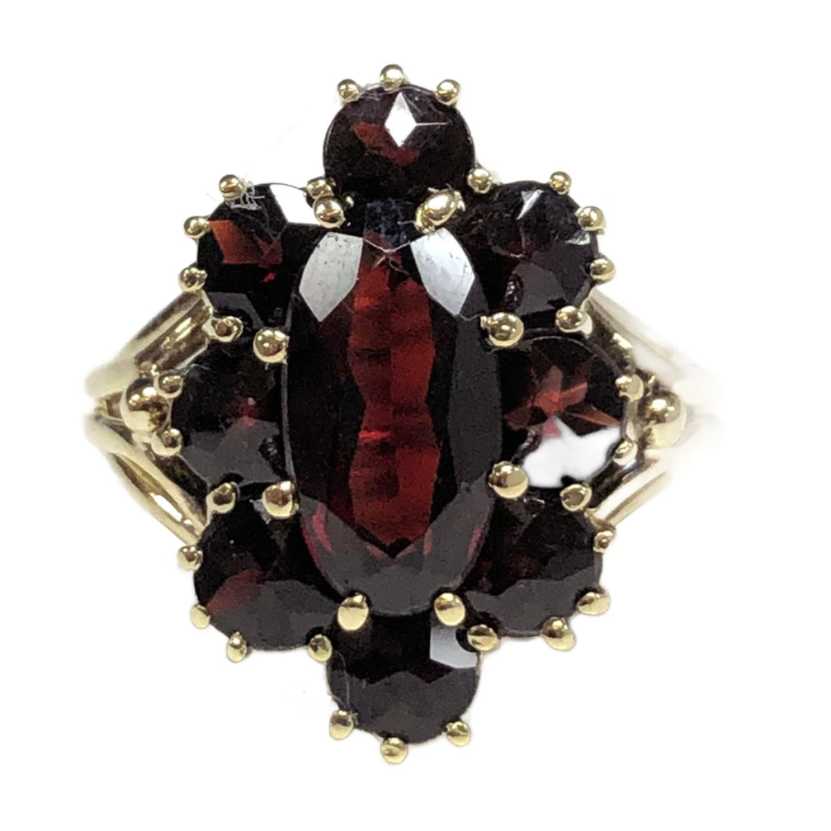 Vintage 14k Gold &amp; Garnet Cluster Ring
