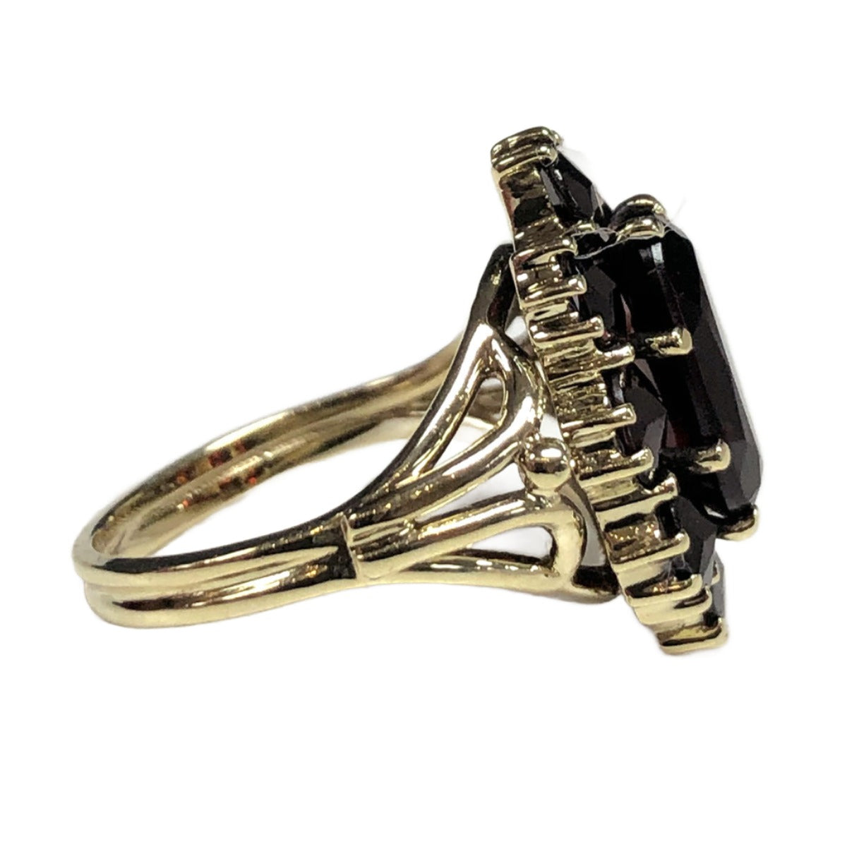 Vintage 14k Gold &amp; Garnet Cluster Ring