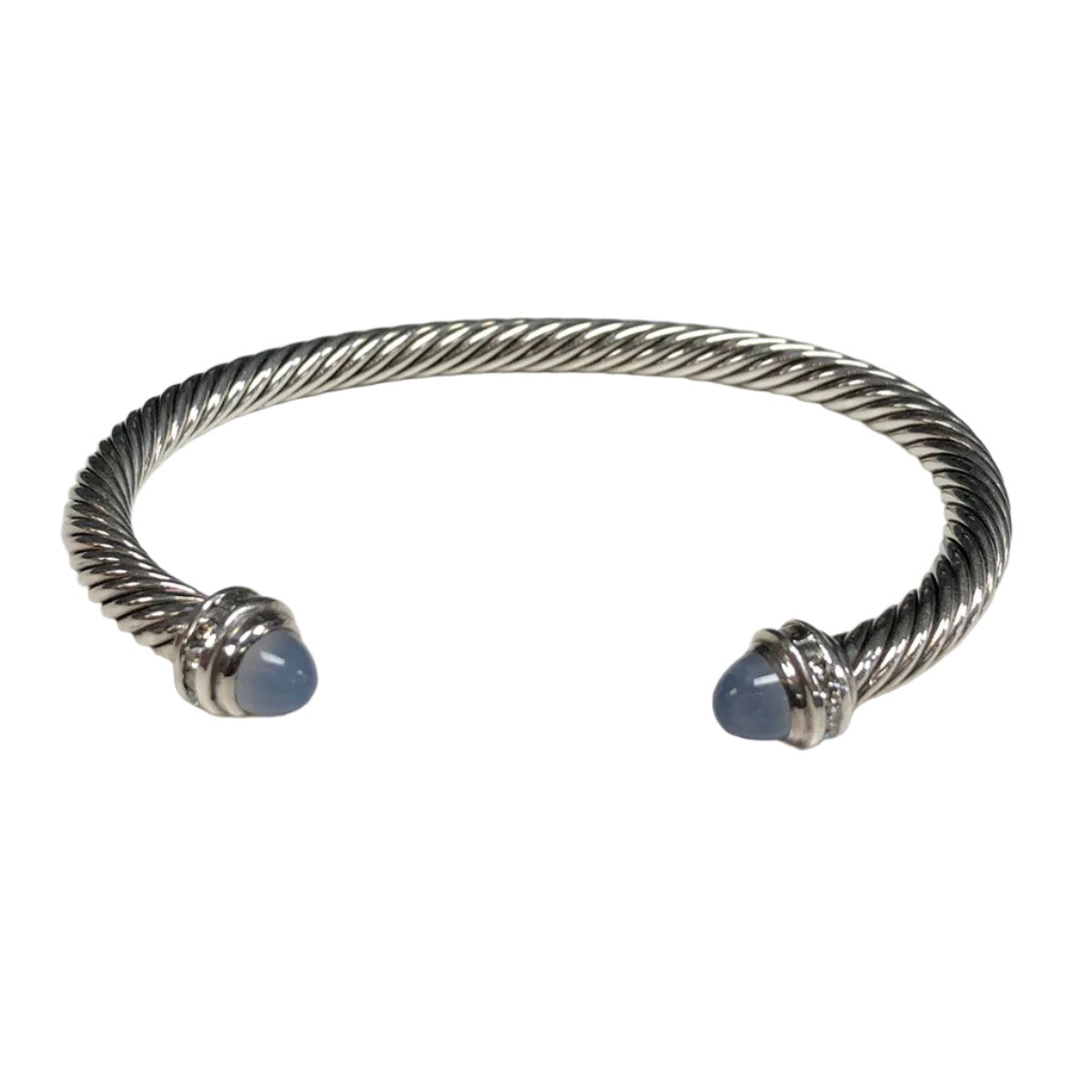 David Yurman Classic Cable Bangle With Blue Chalcedony Diamonds