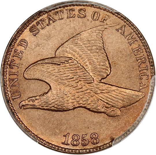 1858 Large Letter Flying Eagle Cent PCGS MS62 CAC