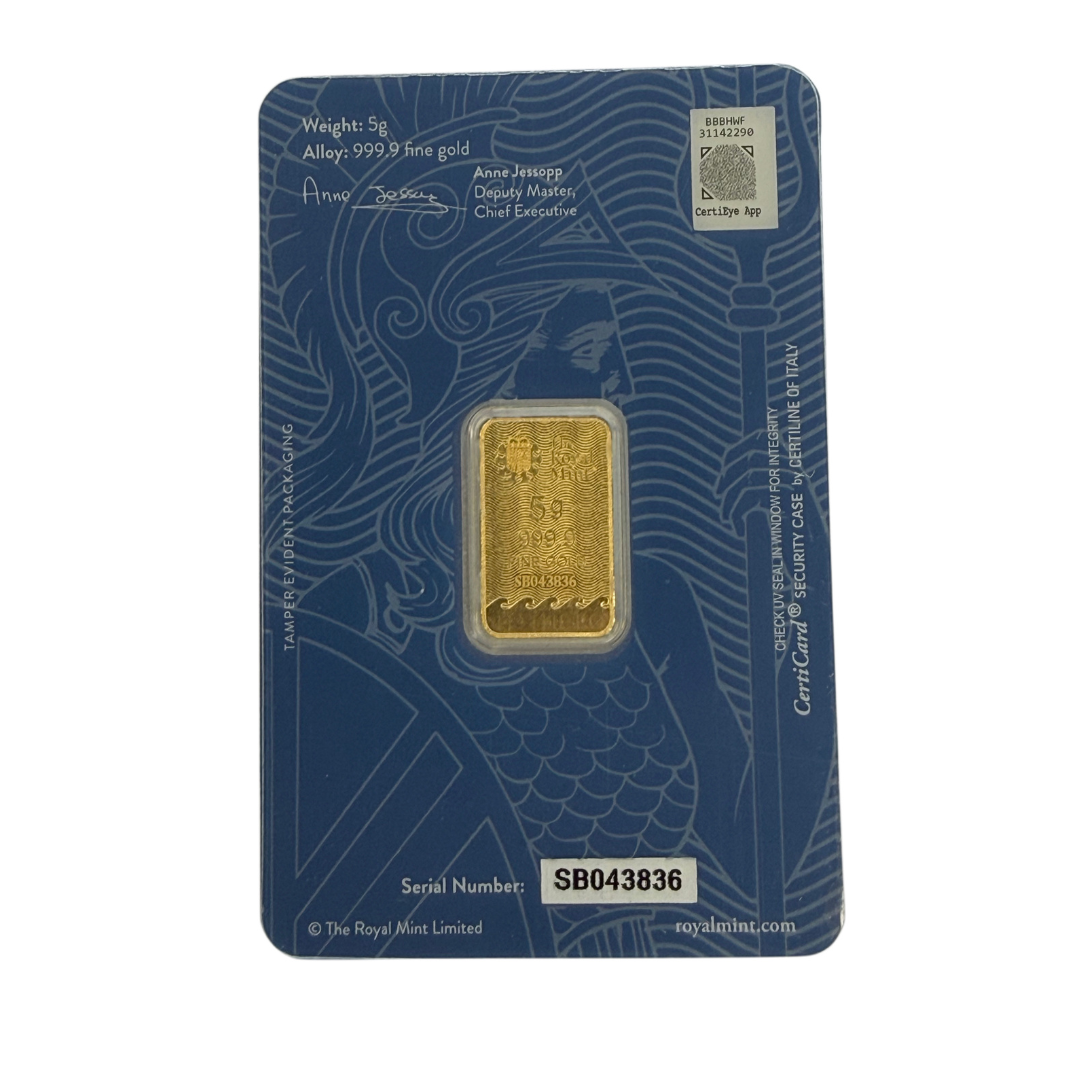 The Royal Mint 5 g Gold Britannia Bar (In Assay)