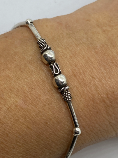 Sterling Silver Bead Bracelet Bangle