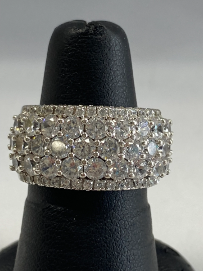 Sterling Silver and Clear Cubic Zirconia Band Ring