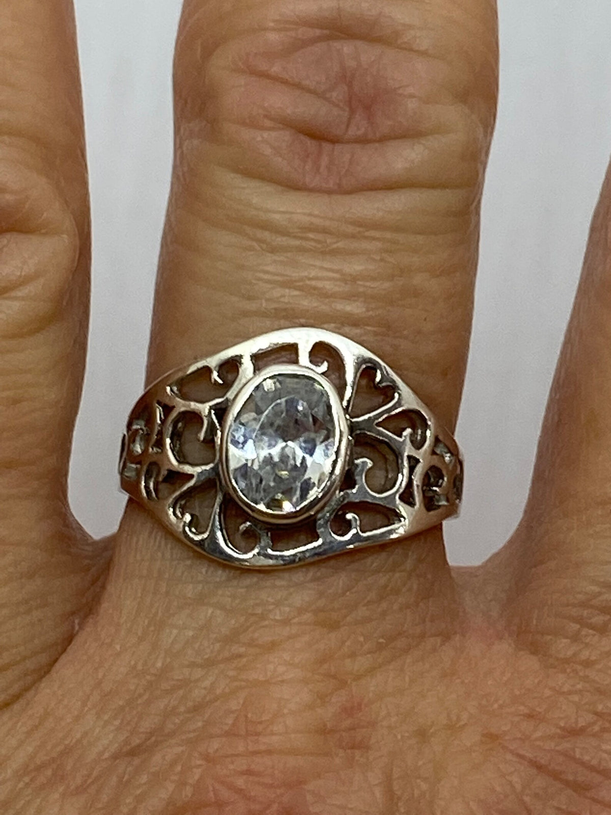 Sterling Silver And Cubic Zirconia Filigree Ring