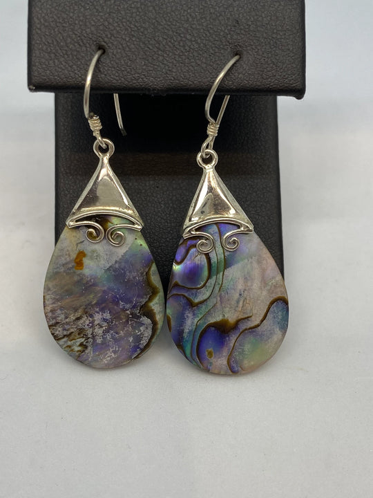 Handmade Sterling Silver And Abalone Dangle Earrings
