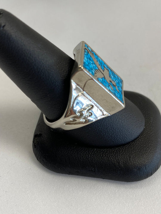 Native American Sterling Silver Turquoise Eagle Ring