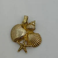 Gold Plated Sterling Silver Shell and Starfish Pendant