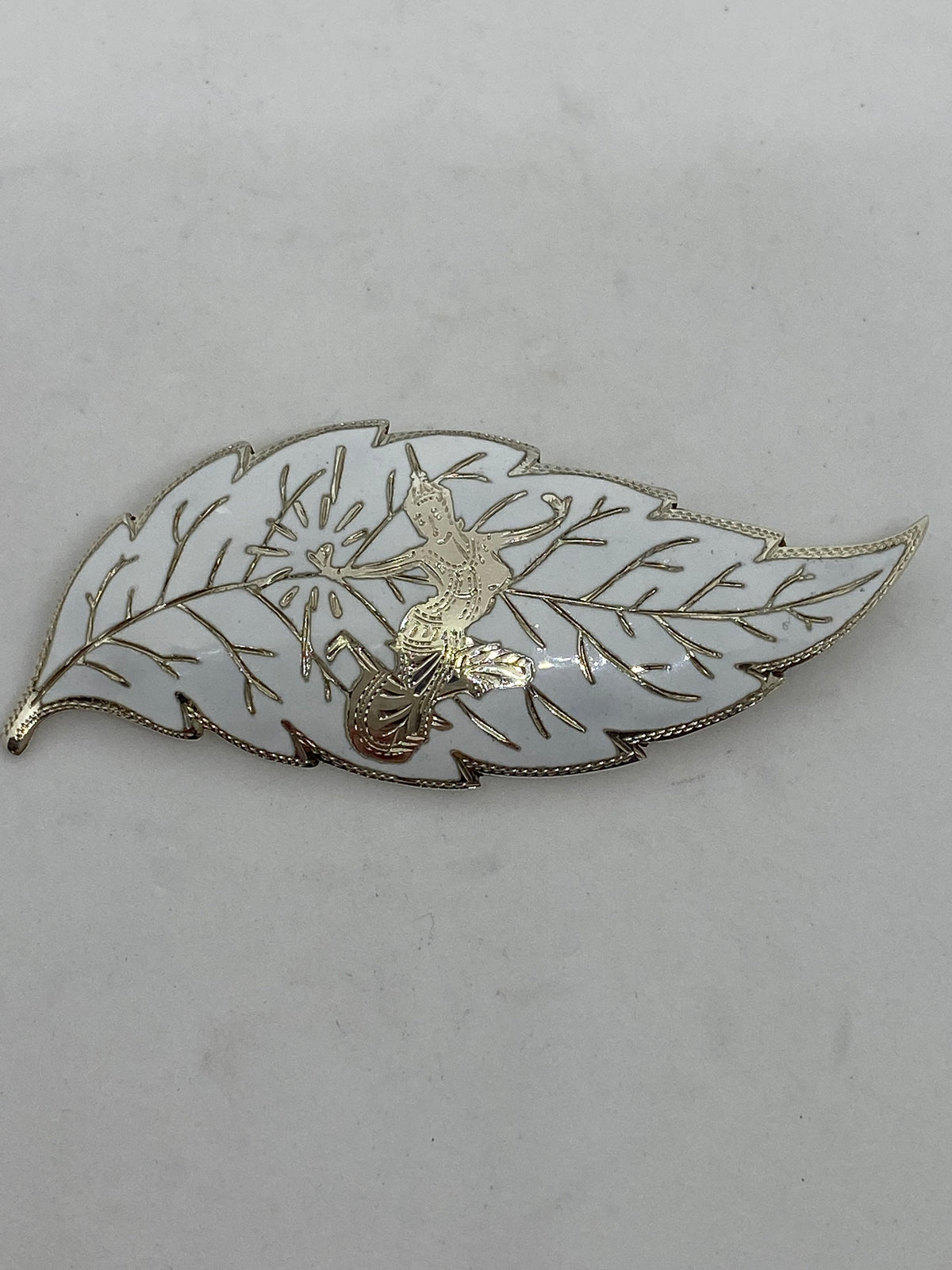 Vintage Sterling Silver And White Enamel Siam Brooch/ Pendant
