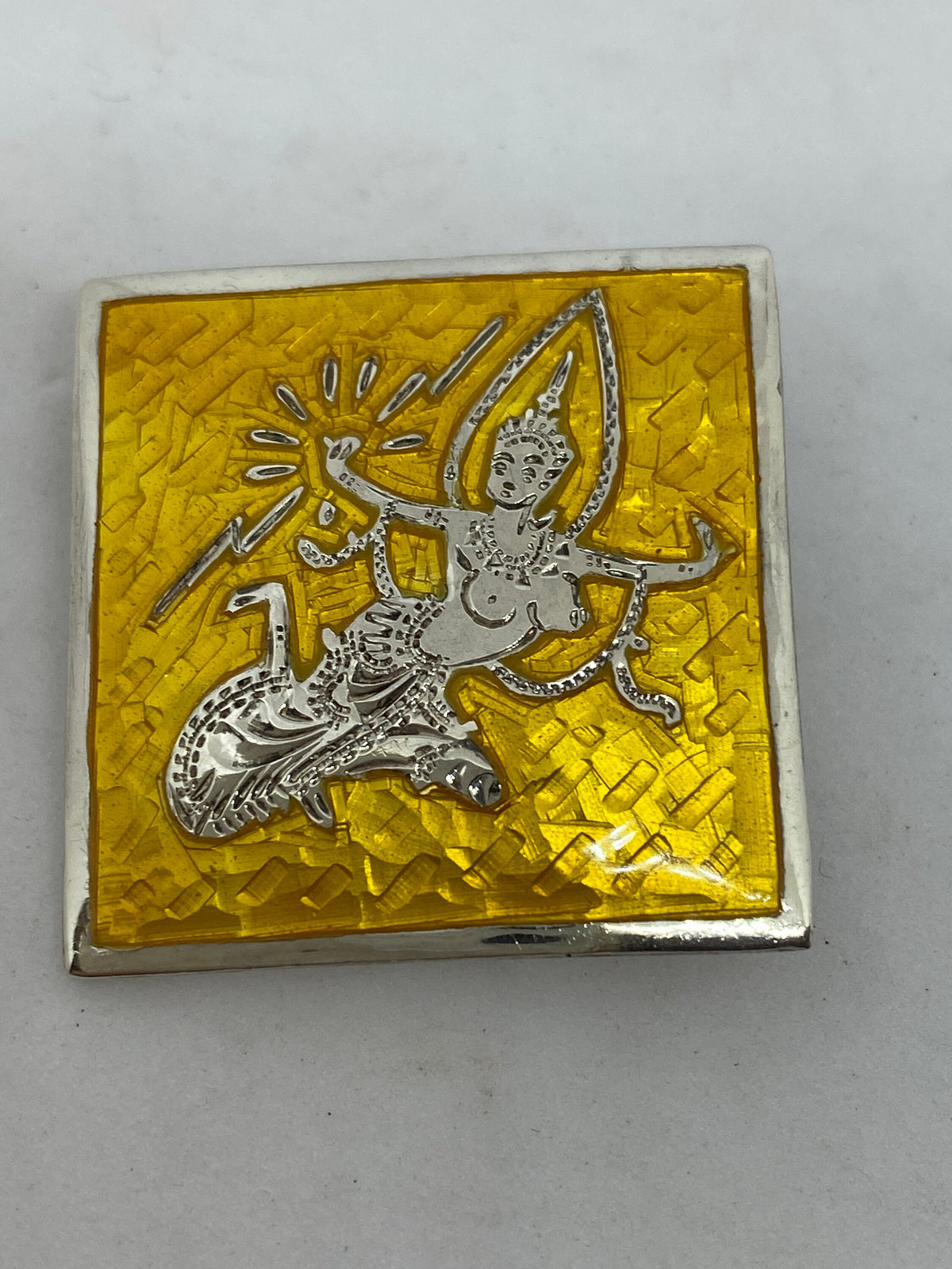 Vintage Sterling Silver And Yellow Enamel Siam Brooch