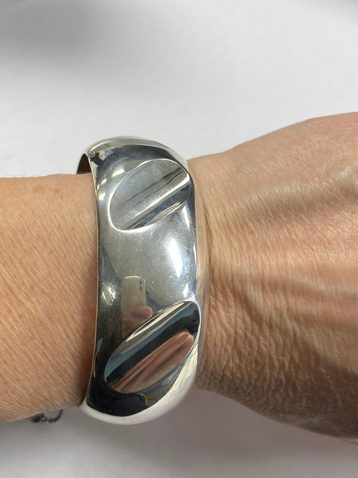 Sterling Silver Hinged Bangle Bracelet with Safety Chain