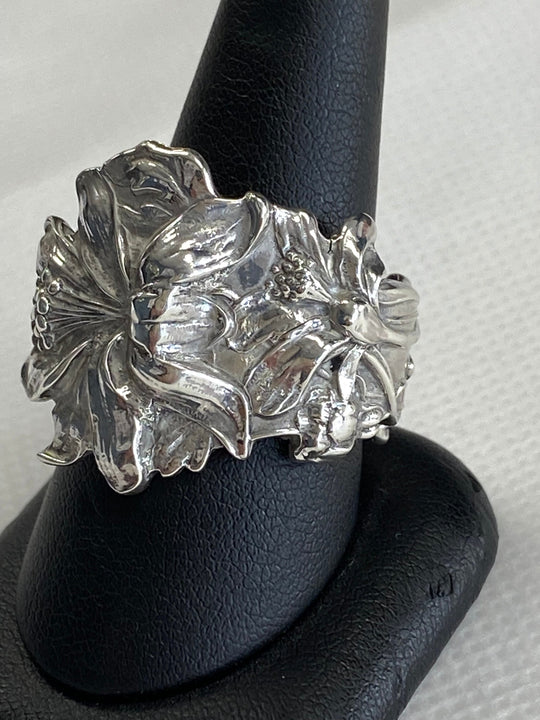 Handmade Sterling Silver Flower Spoon Ring