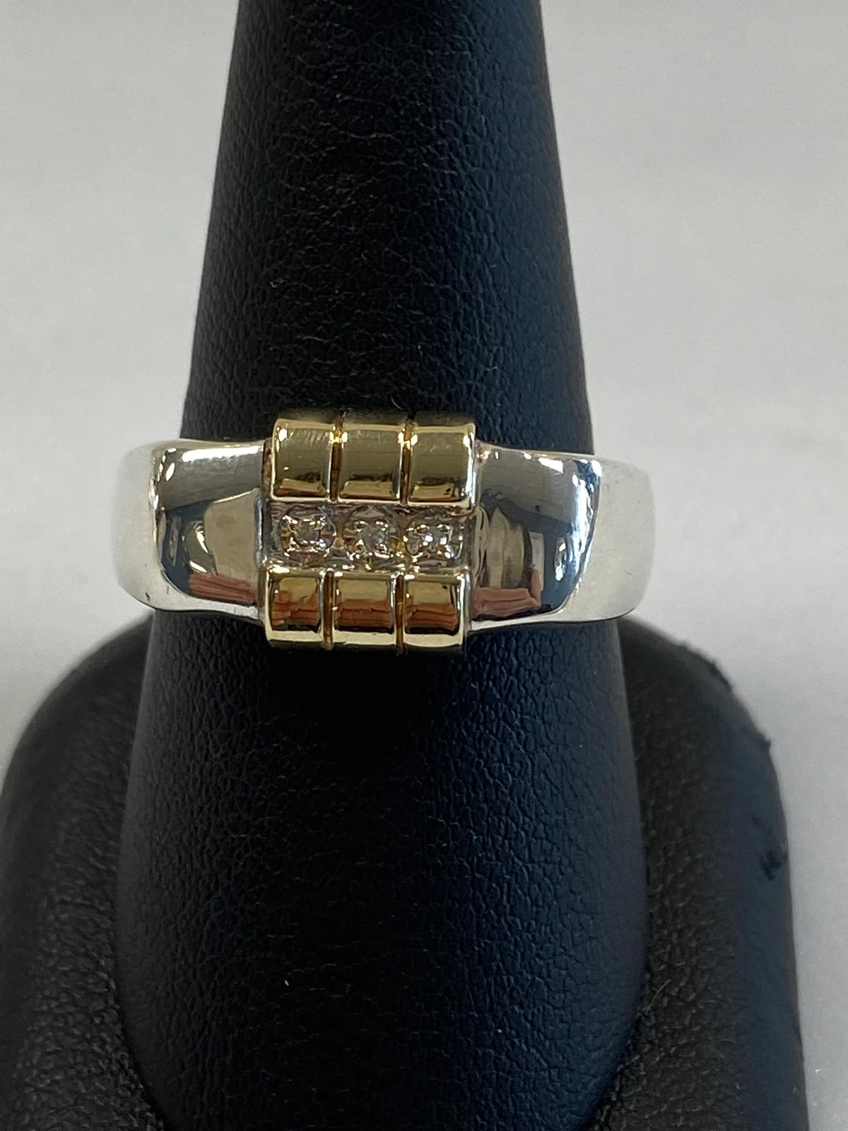 M and G 10K Gold Sterling and Diamond Ring