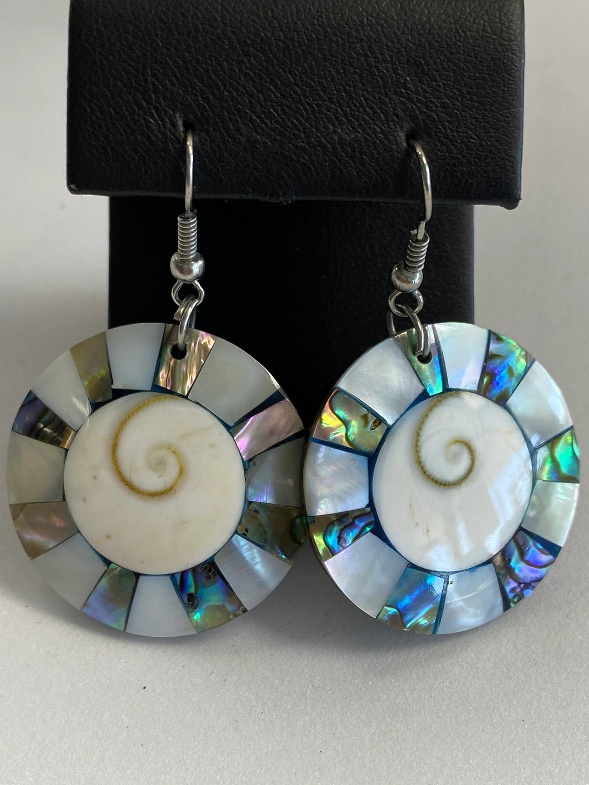 Handmade Sterling Silver, Shell and Abalone Dangle Earrings