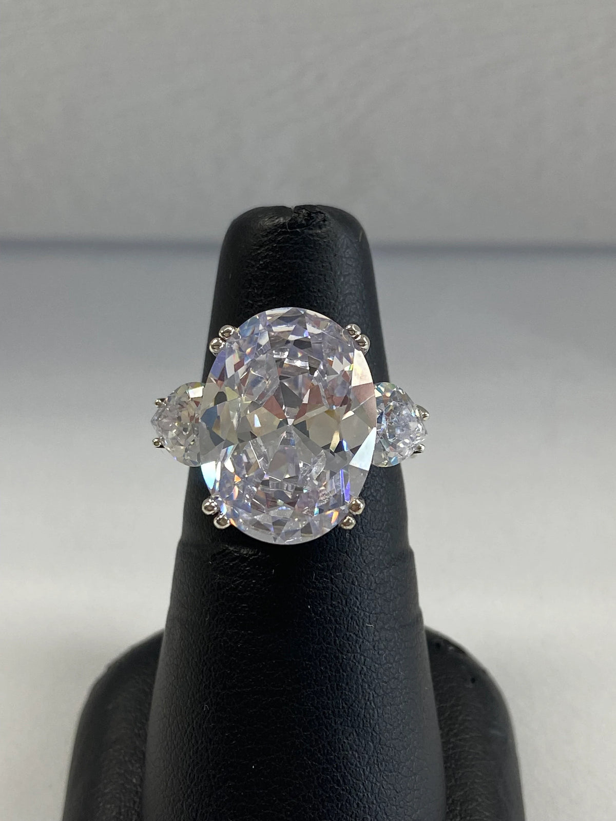 Sterling Silver and Clear Cubic Zirconia Statement Ring