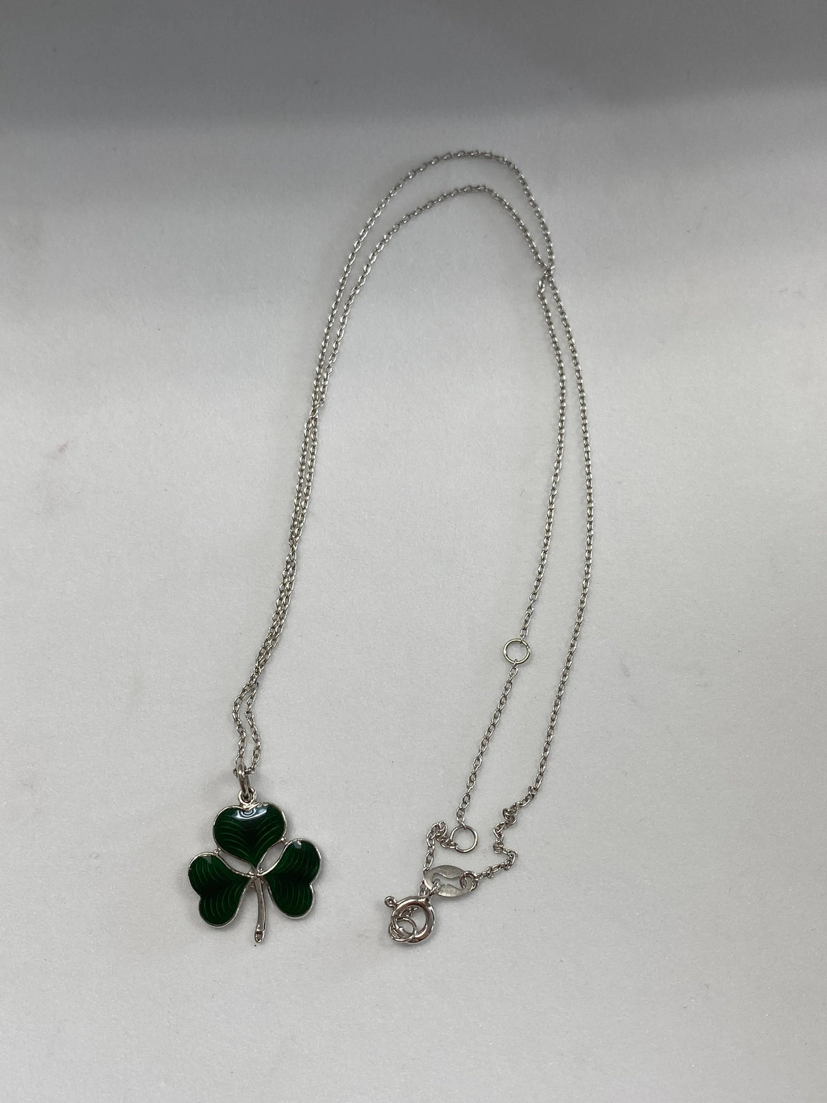 Sterling Silver and Green Enamel Clover Pendant