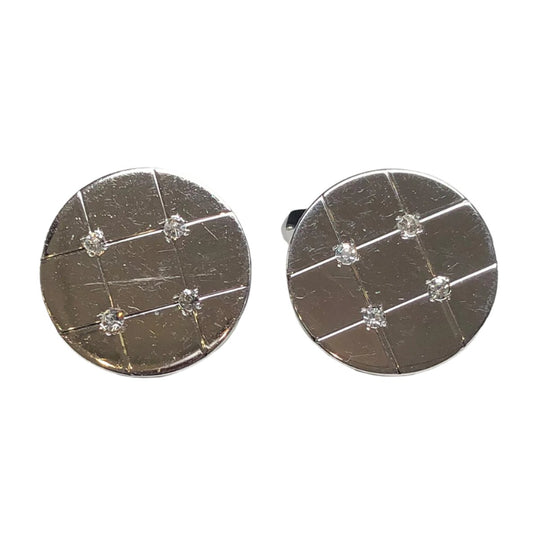 Swank Silver & Cubic Zirconia Cufflinks