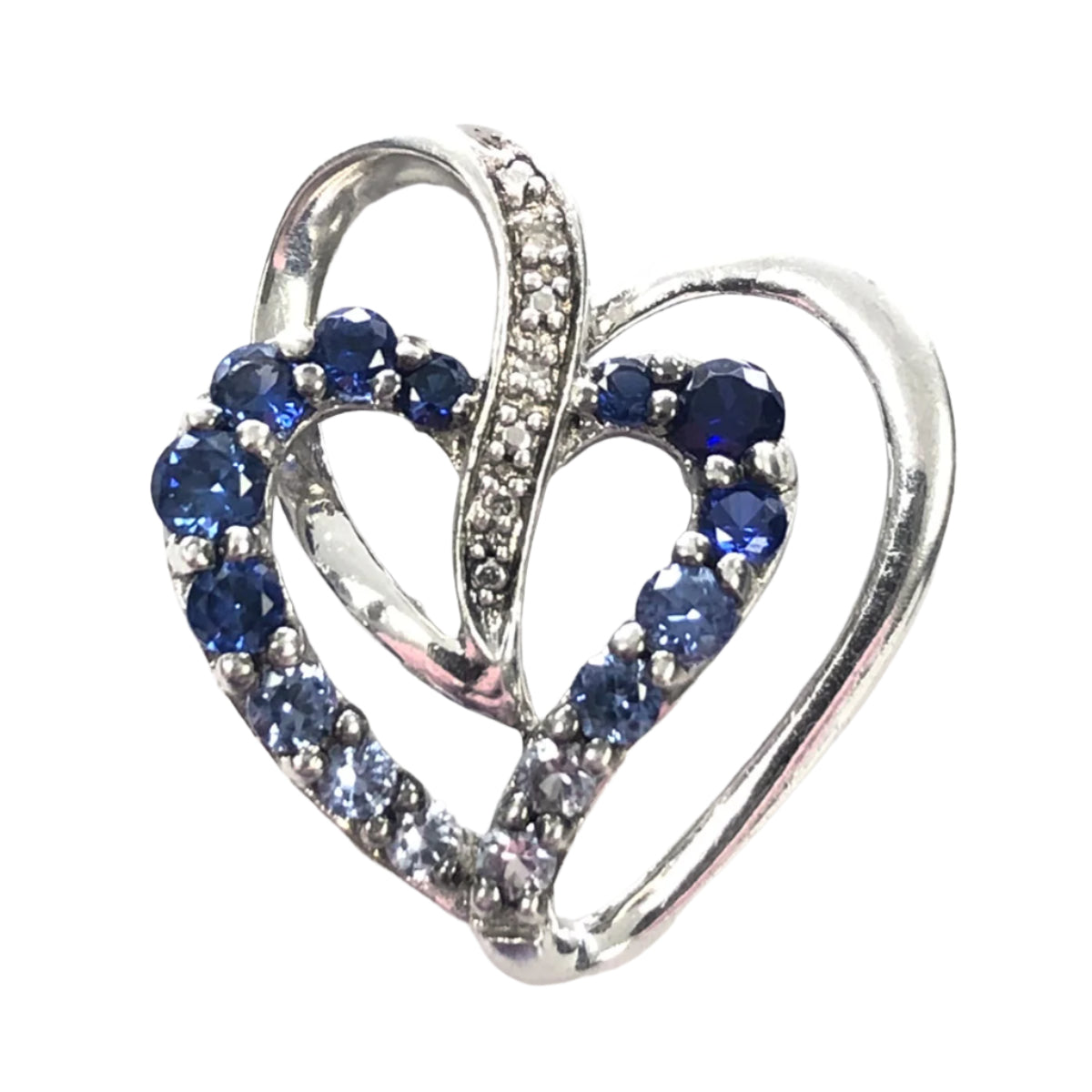 Silver Sapphire & Diamond Pendant