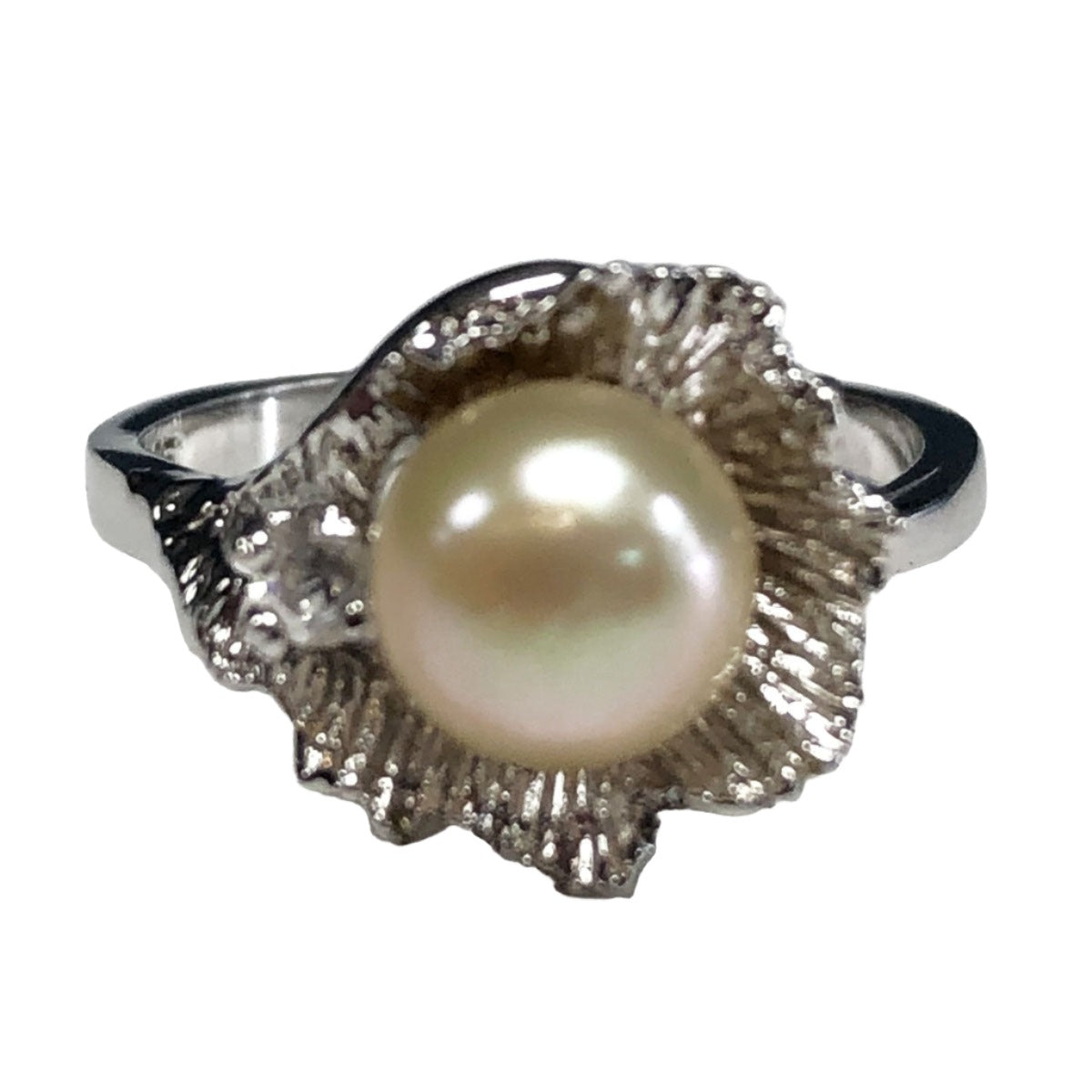 Silver Pearl &amp; Cubic Zirconia Ring