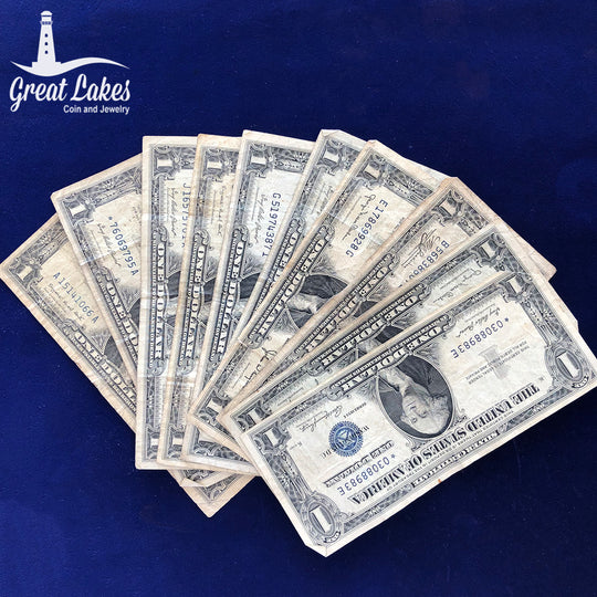 Lot of 10 Low Premium $1 Silver Certificates
