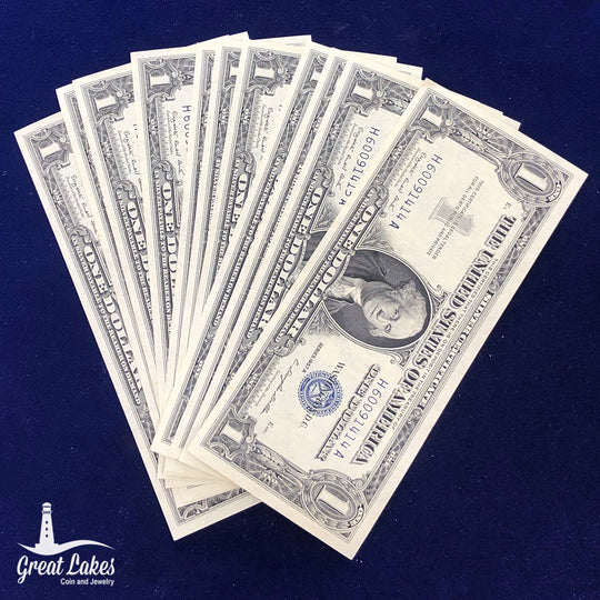Lot of 11 Consecutive 1957-A $1 Silver Certificates (CU)