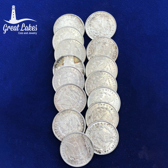 Lot of 15 1921 Morgan Silver Dollars AU & BU