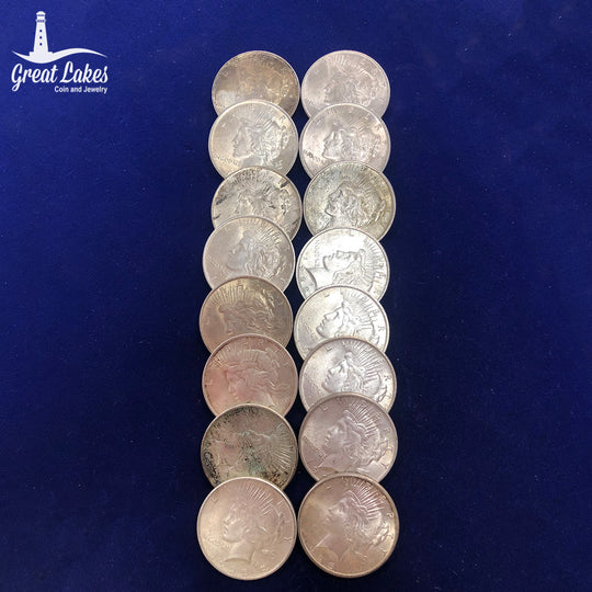 Lot of 16 Peace Silver Dollars (AU / BU)
