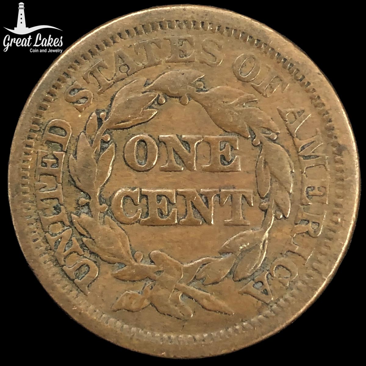 1845 Braided Hair Large Cent (F)