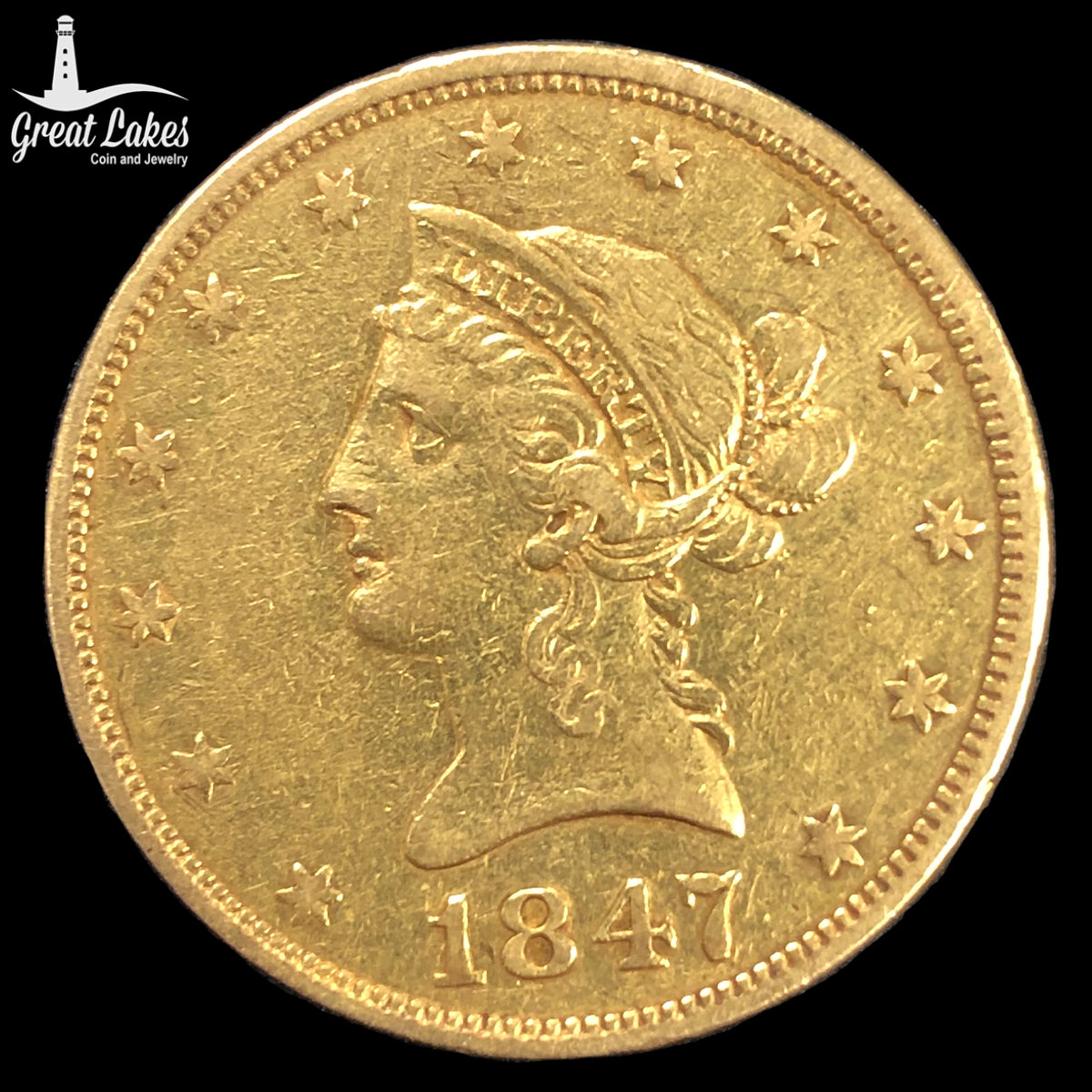 1847 $10 Liberty Gold Eagle (Low Premium)