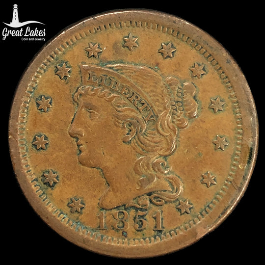 1851 Braided Hair Large Cent (XF)