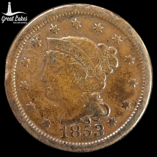 1853 Braided Hair Large Cent (F)