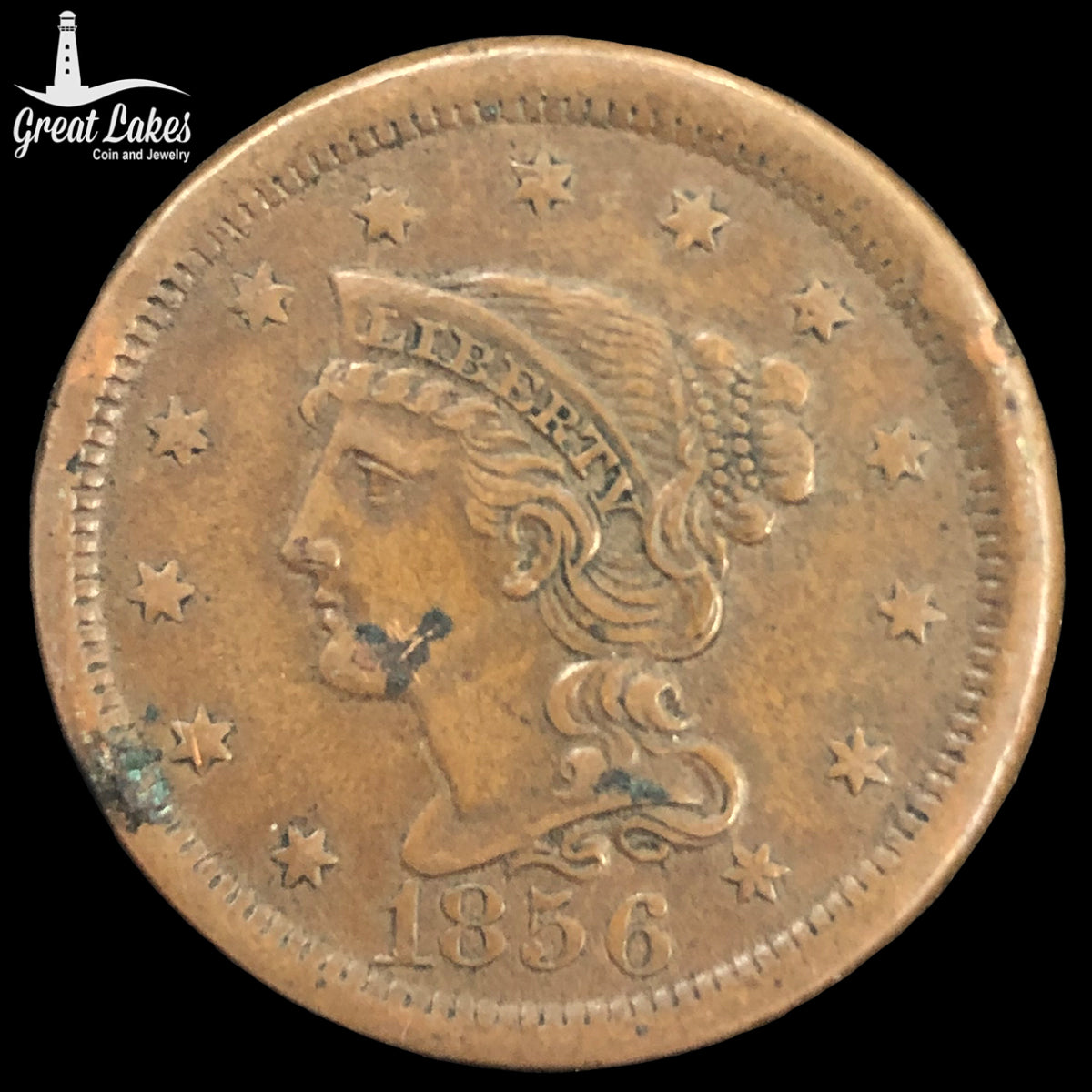 1856 Upright 5 Braided Hair Large Cent (XF Details)