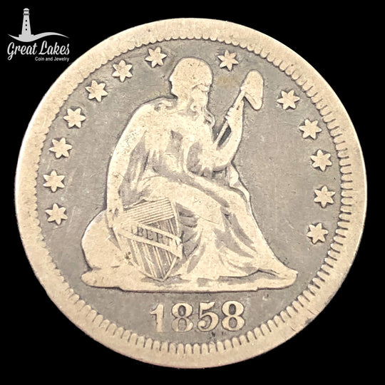 1858 Seated Liberty Quarter (F)