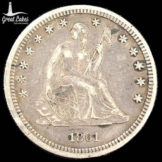 1861 Seated Liberty Quarter (XF)