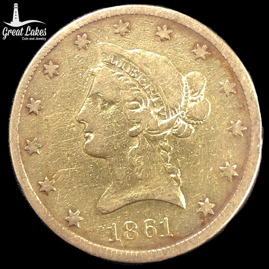 1861 $10 Liberty Gold Eagle (Low Premium) (Civil War Era)