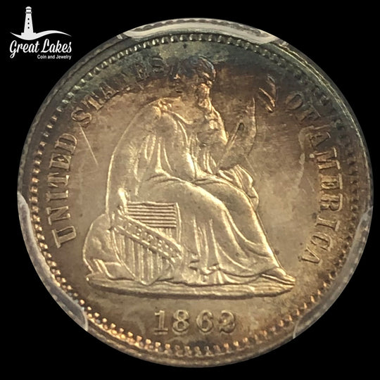 1862 Seated Liberty Half Dime PCGS MS66+