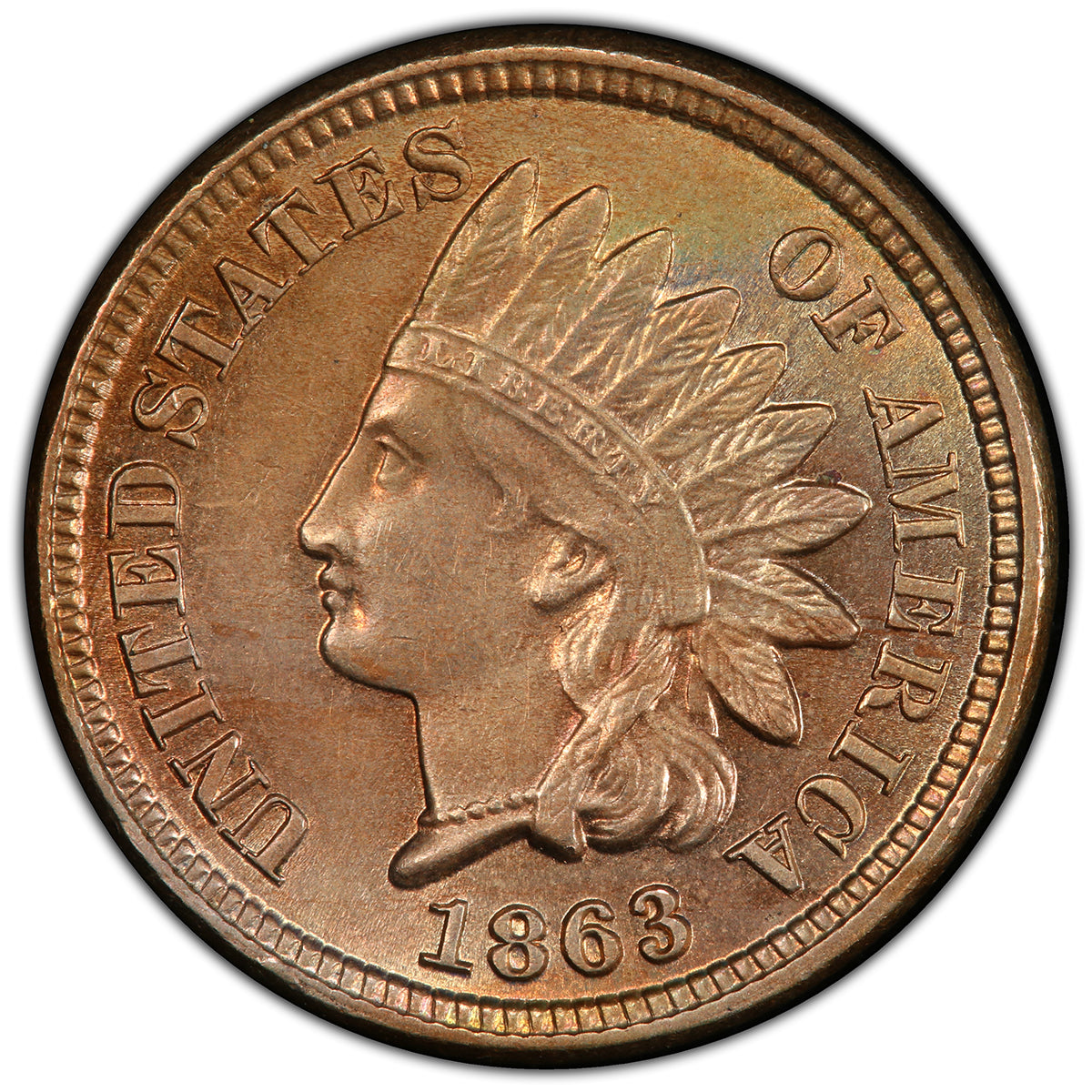 1863 Copper Nickel Indian Head Cent PCGS MS62