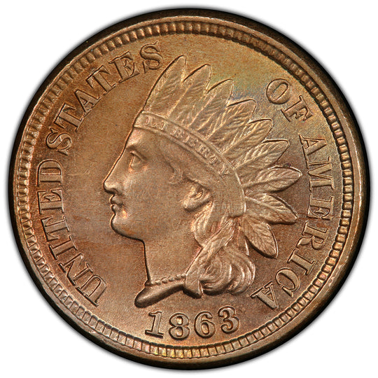 1863 Copper Nickel Indian Head Cent PCGS MS62