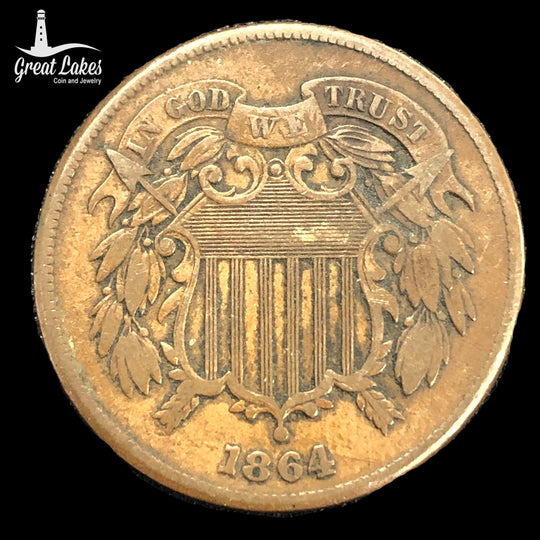 1864 Large Motto Two-Cent Piece (VF)