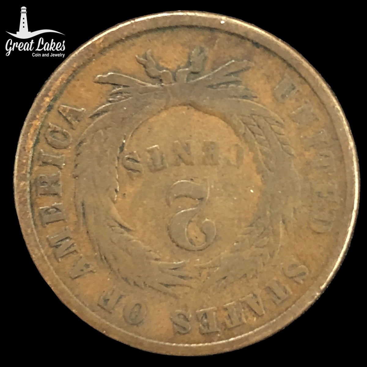 1864 Two Cent Piece “Rotated Reverse” (G)