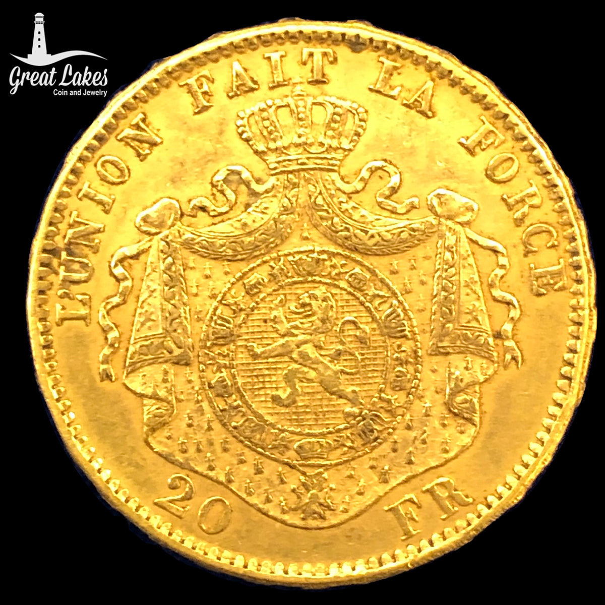 1875 Belgian 20 Francs