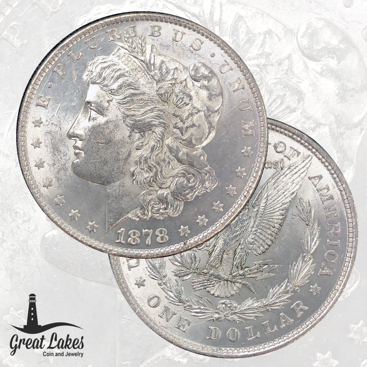 1878 8 Tailfeather Morgan Silver Dollar (AU / BU)