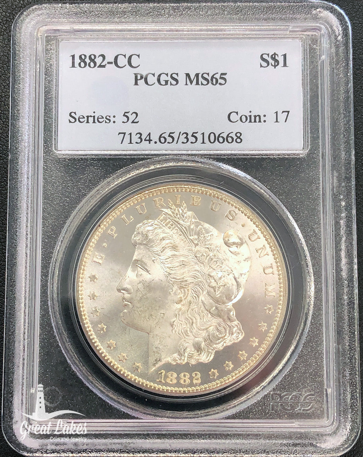 1882-CC Morgan Silver Dollar PCGS MS65