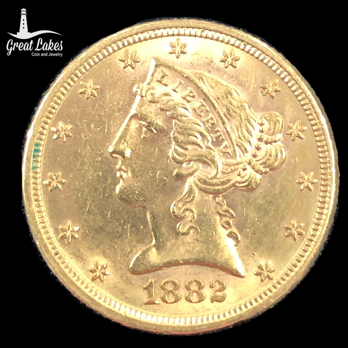 1882 $5 Liberty Gold Half Eagle (AU) (Cleaned)